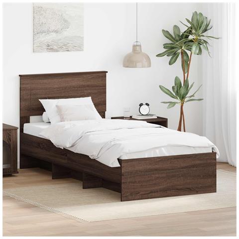 Struttura del letto con testiera Rovere Marrone 120 x 123 cm - Foto 2