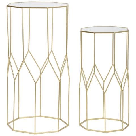 Coppia Consolle New Glass Glam In Ferro Dorato E Vetro, H 100 E 80 Cm - Foto 1