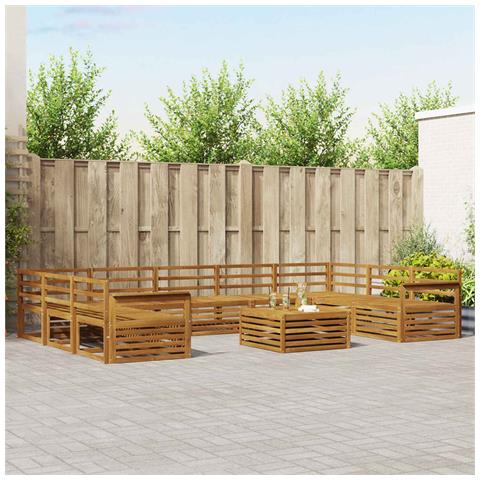 Set divani 10 pcs Naturale Legno di Acacia Massello - Foto 2