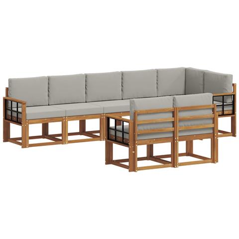 Set di divani da esterno 8 pcs Grigio Naturale e Chiaro - Foto 1