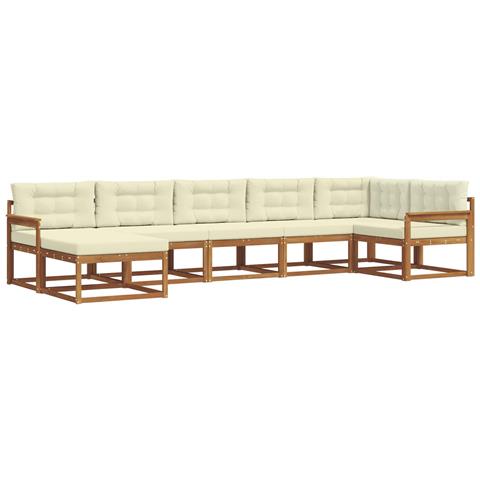 Set di divani da esterno con cuscino 7 pcs Naturale e Crema - Foto 1