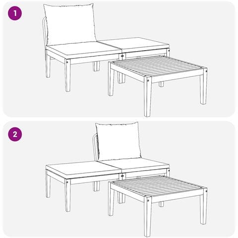 3 pcs Set di relax Legno di Acacia Massello Naturale - Foto 9