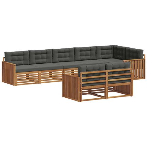 Set di divani da esterno con cuscino 8 pcs Naturale e Antracite - Foto 1