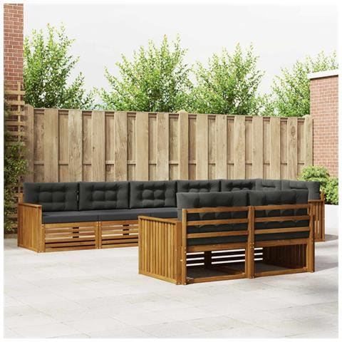 Set di divani da esterno con cuscino 8 pcs Naturale e Antracite - Foto 2