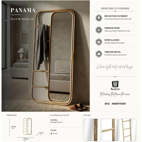 Specchio Da Terra Panama Con Cornice In Ferro E Rattan Boho - Foto 8