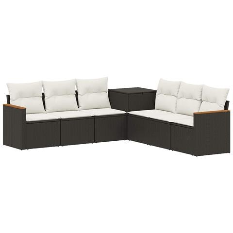 Set di divani 7 pcs Nero e Bianco Crema - Foto 1