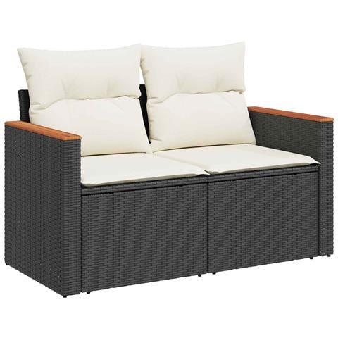 Set di divani 7 pcs Nero e Bianco Crema - Foto 2