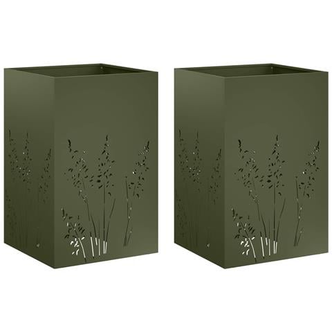 Vaso da giardino 2 pz Verde Oliva 50 x 50 x 75 cm - Foto 1
