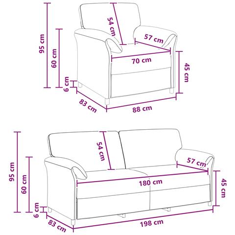 Set di divani 2 pz Rosa Velluto - Foto 9