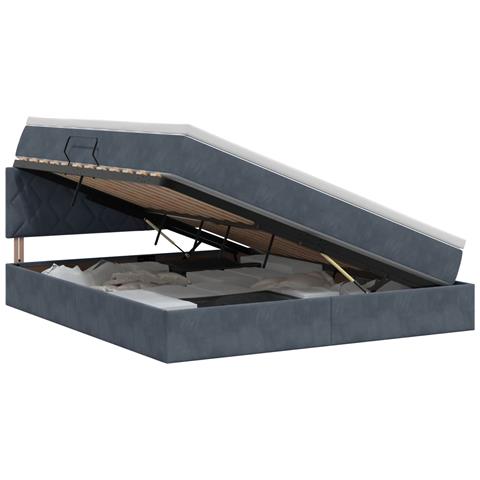 Letto con Contenitore Grigio Scuro 180 x 200 cm Velluto - Foto 1