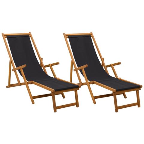 Lettino prendisole pieghevole 2 pcs 3 Posizione Nero - Foto 1