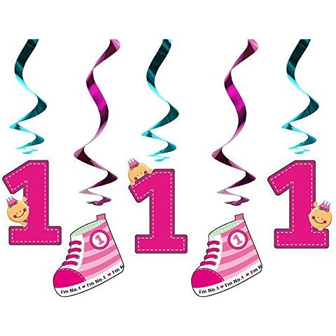 Spirali Pendenti 1 Anno Rosa Festoni Primo Compleanno Bambina Swid10 / r Addobbi - Foto 1