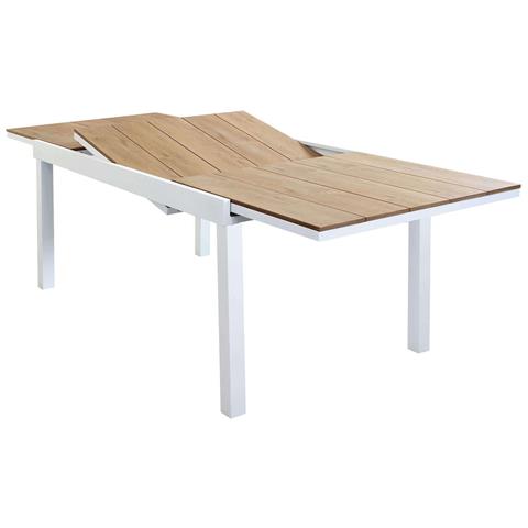 Set Tavolo Giardino Allungabile Rettangolare 200/300 X 100 Con 10 Poltrone In Alluminio Bianco E Polywood Da Esterno - Foto 2