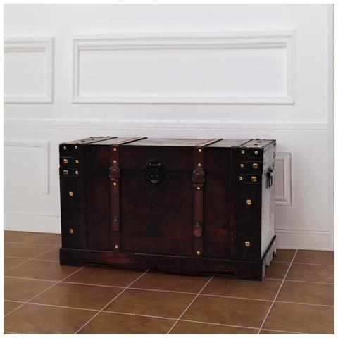 Baule del Tesoro Vintage in Legno 66x38x40 cm - Foto 8
