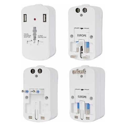 Adattatore Singolo Universale Da Viaggio Con 2 Prese Usb Colore Bianco Spina Standard Us, uk, eu - Sku 8704 - Foto 1