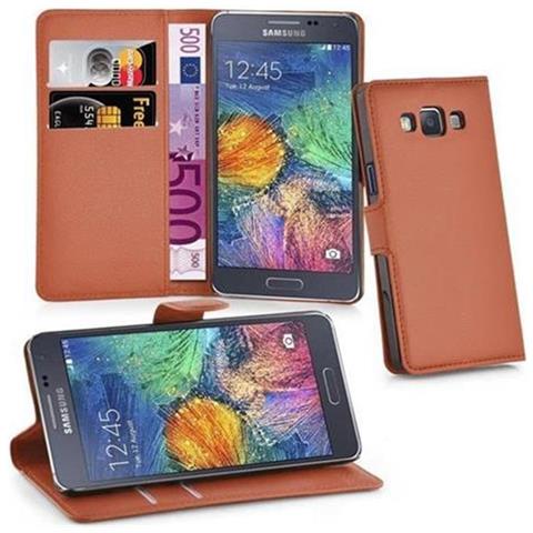 Custodia Compatibile Con Samsung Galaxy A7 2015 In Marrone Pastello - Coperchio Protettiva Con Chiusura Magnetica, Funzione Stand E Tasca Per Le Carte - Foto 1