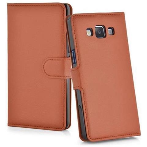 Custodia Compatibile Con Samsung Galaxy A7 2015 In Marrone Pastello - Coperchio Protettiva Con Chiusura Magnetica, Funzione Stand E Tasca Per Le Carte - Foto 2