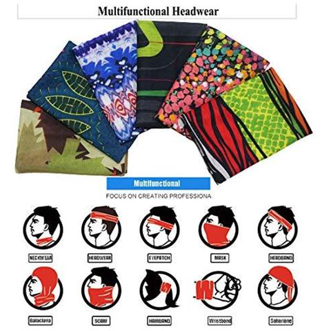 Senza Soluzione Di Continuit Multifunzionale Headwear Bandana Sciarpa - 6 Pcs Tubo Elastico Magico Fascia Ghetta Balaclava Maschera Di Protezione Uv Residence Per Lo Yoga Esecuzione Escursionismo Escursioni In Bicicletta - Foto 2