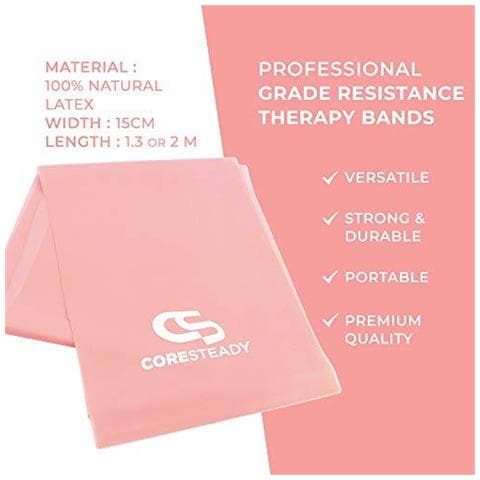 Resistance Band - Premium Quality Banda Fitness - Per Pilates Yoga Training Muscolare Fisioterapia E Riabilitazione - Guida Incluso (1 Pink 1.3 Metri)  - Foto 2