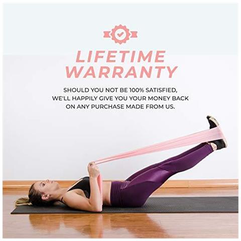 Resistance Band - Premium Quality Banda Fitness - Per Pilates Yoga Training Muscolare Fisioterapia E Riabilitazione - Guida Incluso (1 Pink 1.3 Metri)  - Foto 4