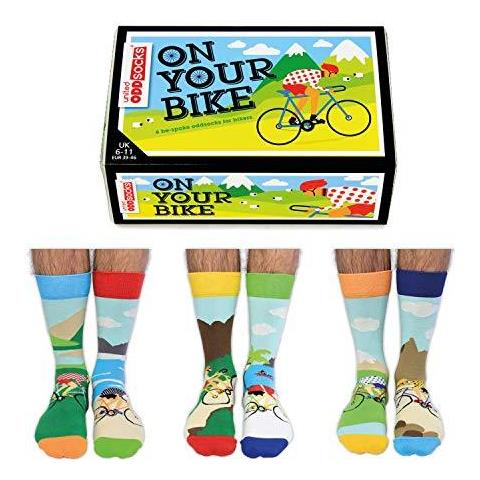 On Your Bike - Regno Oddsocks - 6 Oddsocks Per Gli Uomini Nel Regno Unito 6-11 Euro 39-46 Degli Stati Uniti 7-12 - Foto 1