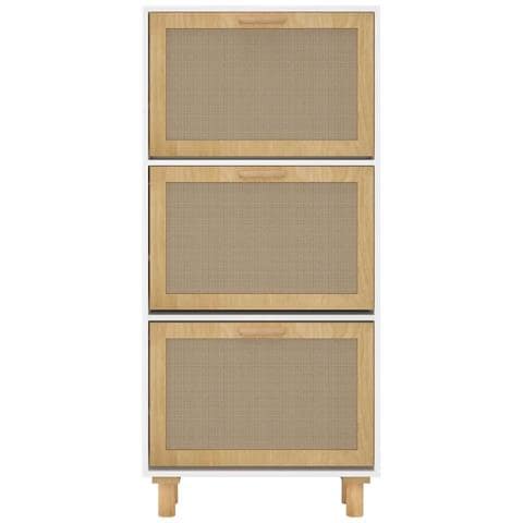 Scarpiera Bianca52x25x115cm Legno Multistrato e Rattan Naturale - Foto 8