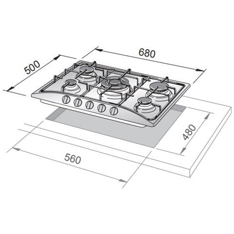 Piano Cottura FFA 57 ASV a Gas 5 Fuochi Colore Acciaio Inossidabile - Foto 2