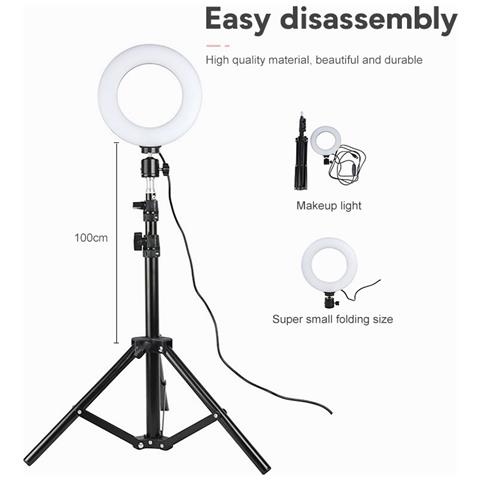 Anello Luminoso Girevole Con Supporto, Led, 20 Cm - Nero - Foto 4