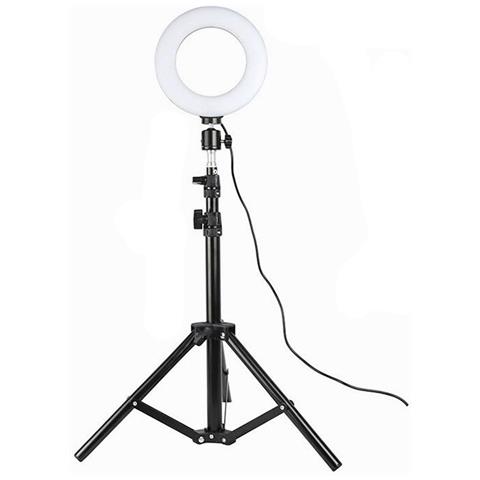 Anello Luminoso Girevole Con Supporto, Led, 20 Cm - Nero - Foto 1
