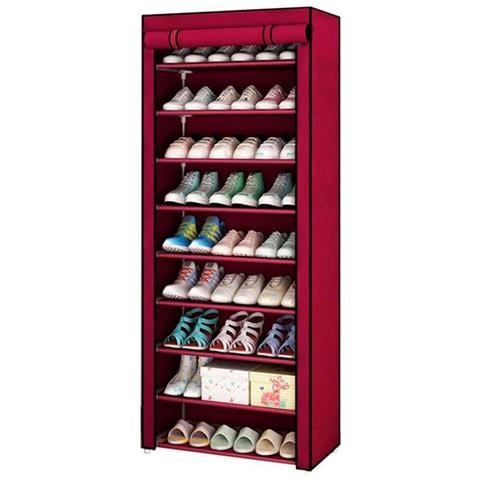 Baroni Home Scarpiera Salvaspazio In Tessuto Non Tessuto E Ferro - 5 Ripiani Regolabili - Per Camera, Corridoio E Cabina Armadio - Nero 57x28x92 Cm