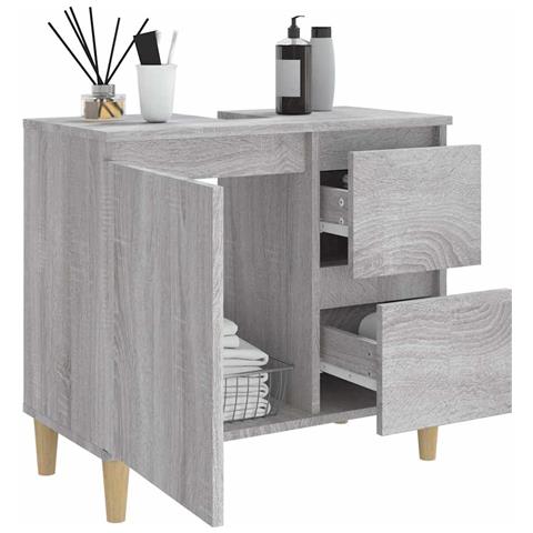 Armadietto Bagno Grigio Sonoma 65x33x60 Cm In Legno Multistrato - Foto 10