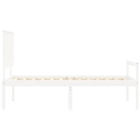 Letto per Anziani con Testiera Bianco Single in Legno Massello - Foto 2