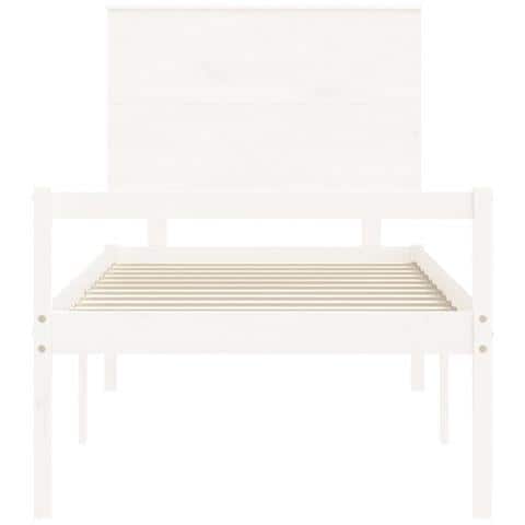 Letto per Anziani con Testiera Bianco Single in Legno Massello - Foto 9