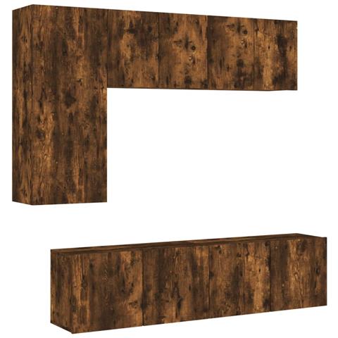Mobili Tv A Muro 5pz Rovere Fumo In Legno Multistrato - Foto 2