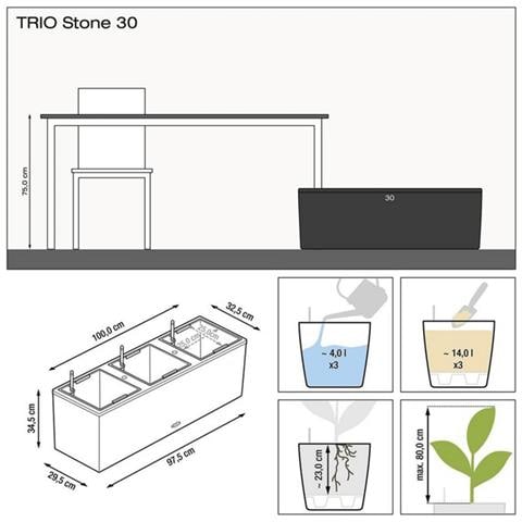 Fioriera Trio Stone 30 All-in-one Grigio Pietra - Foto 5