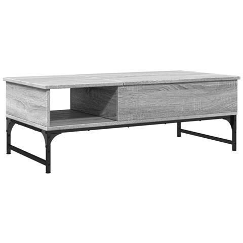 Tavolino Salotto Grigio Sonoma 100x50x35cm Multistrato Metallo - Foto 2