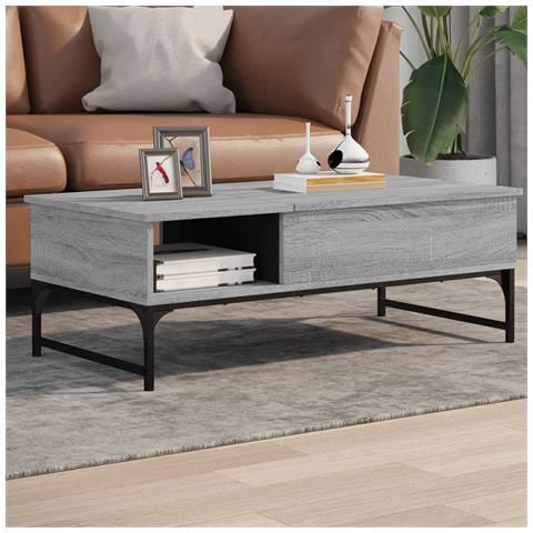 Tavolino Salotto Grigio Sonoma 100x50x35cm Multistrato Metallo - Foto 1