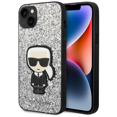 Cover Per Iphone 14 Glitter Flakes Ikonik, Argento - Foto 2