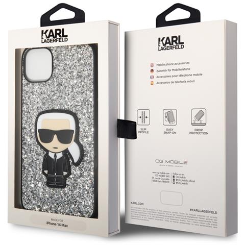 Cover Per Iphone 14 Glitter Flakes Ikonik, Argento - Foto 3