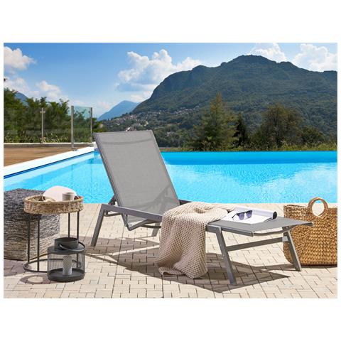 Lettino Da Giardino Grigio In Acciaio Vernazza - Foto 1