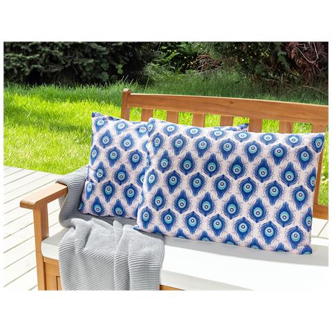 Set Di 2 Cuscini Da Esterno Blu E Rosa 40 X 60 Cm Ceriana - Foto 1