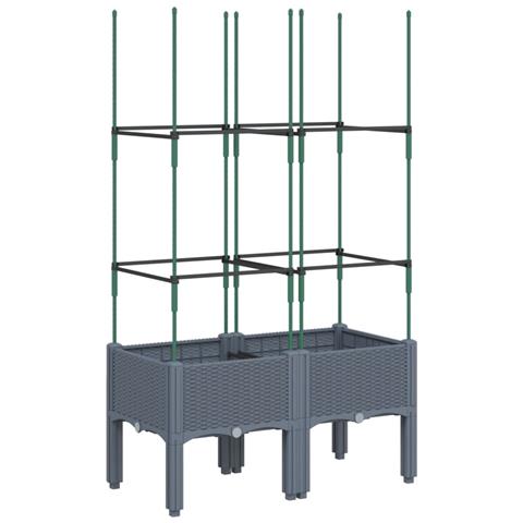 Fioriera Da Giardino Con Traliccio Grigia 80x40x142,5 Cm In Pp - Foto 2