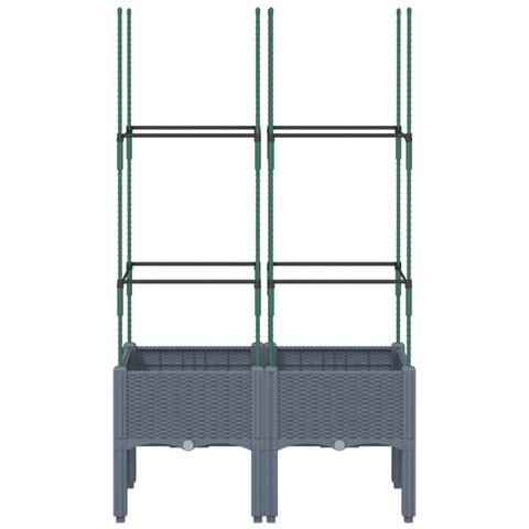 Fioriera Da Giardino Con Traliccio Grigia 80x40x142,5 Cm In Pp - Foto 3