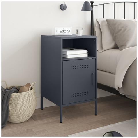 Comodino Antracite 36x39x68 cm in Acciaio - Foto 2