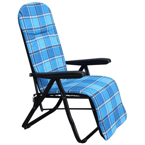 Sedia Sdraio In Acciaio Con Schienale E Poggiapiedi Reclinabili E Cuscini Firenze - Blue - Foto 1