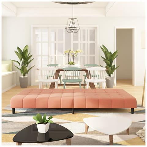 Divano Letto A 2 Posti Rosa In Velluto - Foto 2