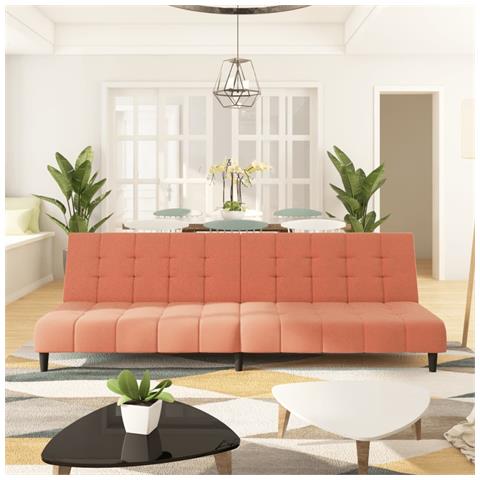 Divano Letto A 2 Posti Rosa In Velluto - Foto 8