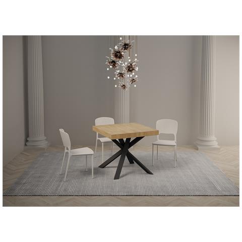 Tavolo Allungabile 90x90/194 Cm Clerk Premium Piano Quercia Natura - Gambe Antracite - Foto 4