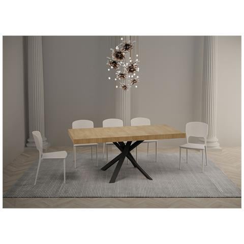 Tavolo Allungabile 90x90/194 Cm Clerk Premium Piano Quercia Natura - Gambe Antracite - Foto 2