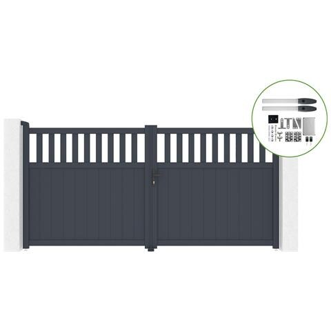 Cancello Battente 3,4m Santis Alt. 160cm Alluminio + Motorizzazione Hicker B200 - Foto 1
